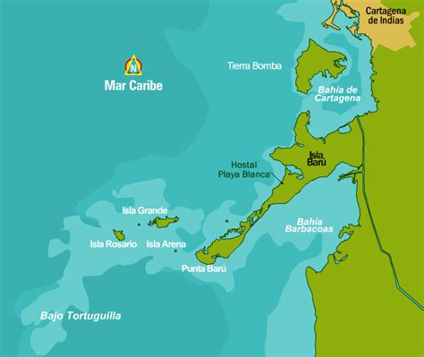 Mapa Barú - Islas del Rosario - Cartagena de Indias