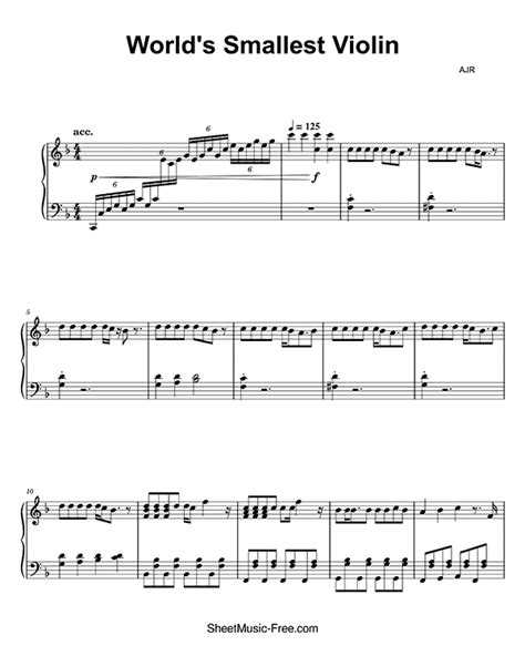 World's Smallest Violin Sheet Music AJR - ♪ SHEETMUSIC-FREE.COM