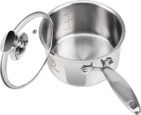 MÉMÉCOOK 2 Quart Saucepan With Lid, Stainless Steel Pot, Sauce Pan, Cooking Pot, Saucepans Full ...