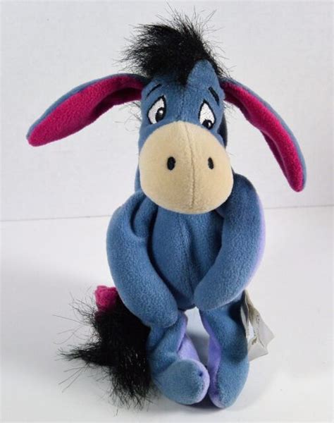 Eeyore Plush 9" tall with Pink Bow on Tail Bean Bag Disney Plush | eBay