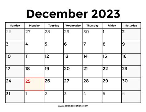 December 2023 Calendar With Holidays – Calendar Options