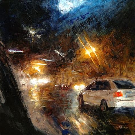 Night City, My oil painting 12"x12" : r/ImaginaryCityscapes