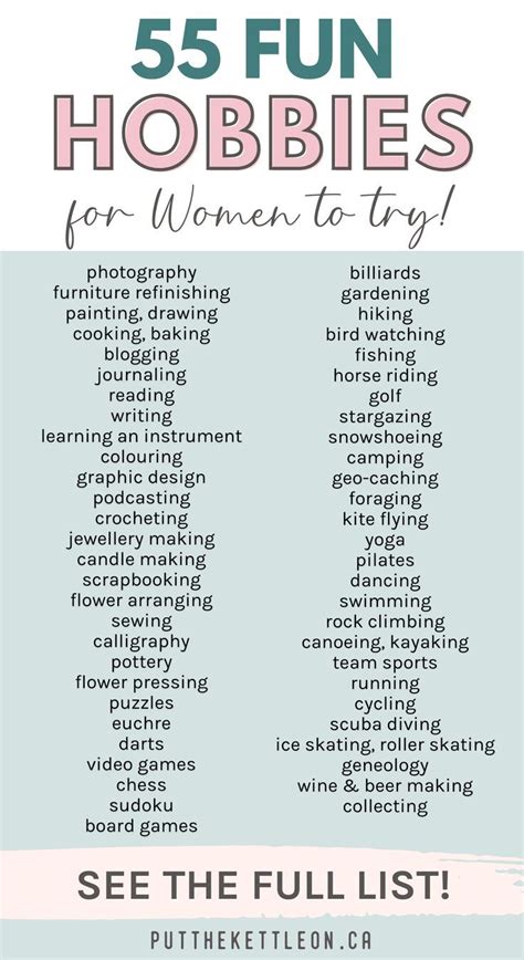 The Ultimate List of Hobbies & Interests To Make Life Fun | Hobbies for women, Fun hobbies ...