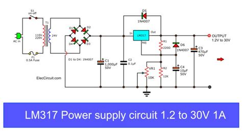 LM317 Power Supply (My First Circuit) | ElecCircuit | Power supply ...