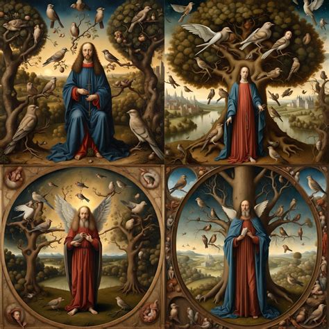 Christian mysticism painting in the style of Jan Van Eyck and ...