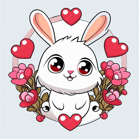 Premium Vector | Llustrate a charming fluffy bunny surrounded