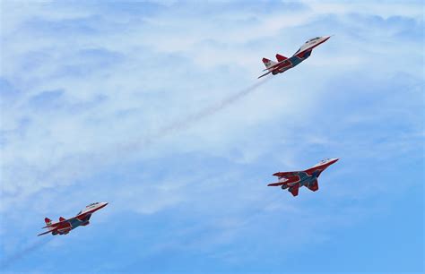 Russian military shows off its elite aerobatic flying teams. The Russian