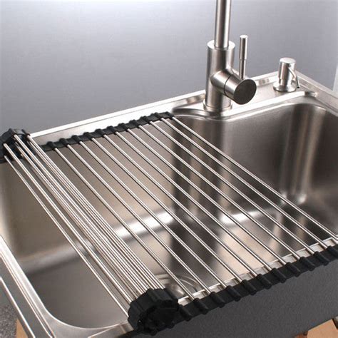 PremiumRacks Stainless Steel Over The Sink Dish Rack - Roll Up - Durab