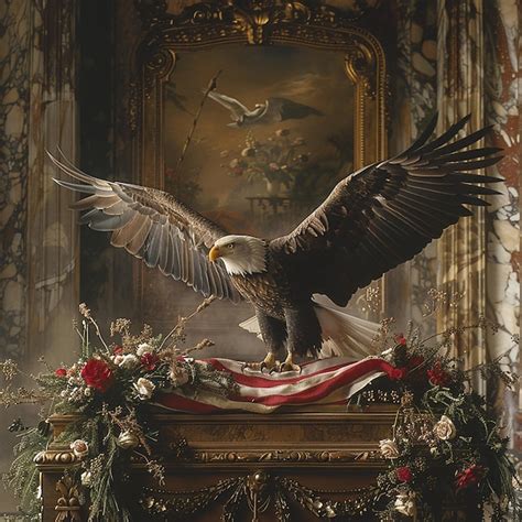 Premium Photo | Bald Eagle Landing on FlagDraped Casket