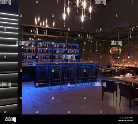 bar counter in a nightclub, interior visualization, 3D illustration Stock Photo - Alamy