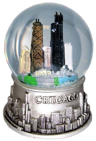 Chicago Snow Globe with a Pewter Look 65mm - Great Chicago Gifts