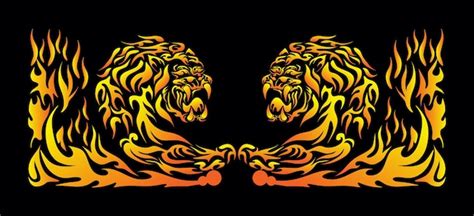 Premium Vector | Tiger vector illustration design with fire concept ...