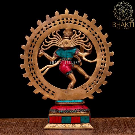 Brass Natraj Statue With Stonework 35 Cm Big Brass Dancing - Etsy