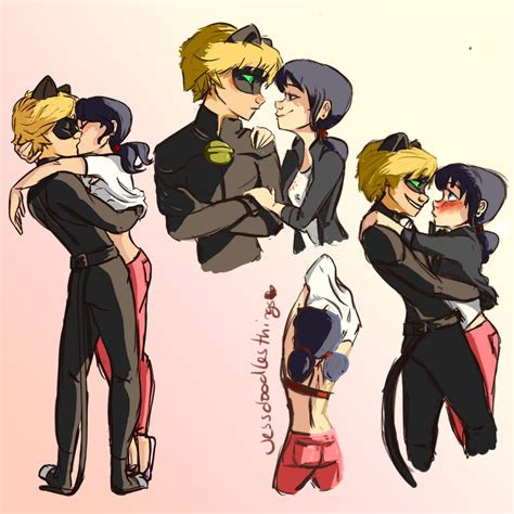 Imagenes De Chat Noir Y Marinette Besandose