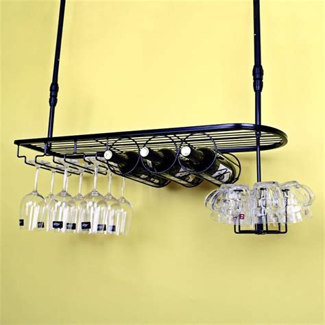 JJJJD Ceiling Mounted Hanging Wine Rack Stemware Racks European Style ...