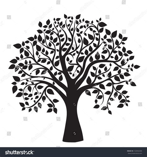 Black Tree Silhouette Isolated On White Stock Vector (Royalty Free ...