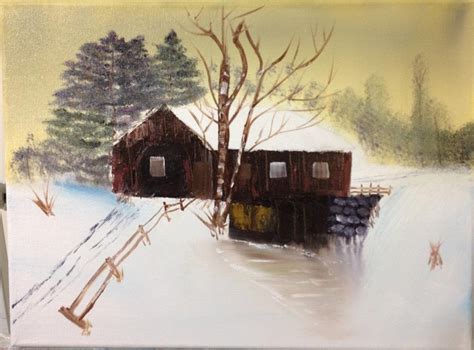 Covered Bridge in Winter Painting by Gary Frascarelli