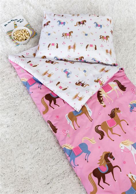 Wildkin Horses Microfiber Kids Sleeping Bag for Boys and Girls w/ Pillowcase - Walmart.com