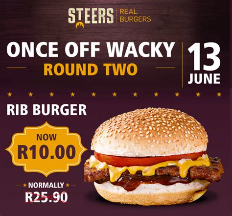 Steers: R10 Rib Burgers [13 June Only] - Mr. Cape Town