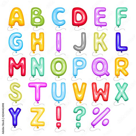 Cartoon bubble font. Colored letters of the alphabet made from balloons ...