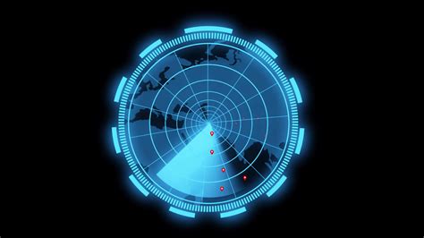 Futuristic Radar Screen Display Animation On Black Background, Radar Screen HUD Display With Map ...