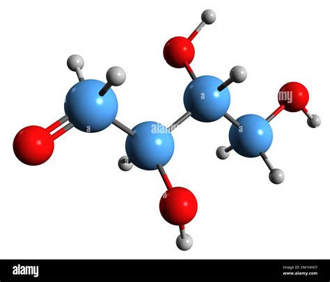 3D image of Erythrose skeletal formula - molecular chemical structure of tetrose saccharide ...