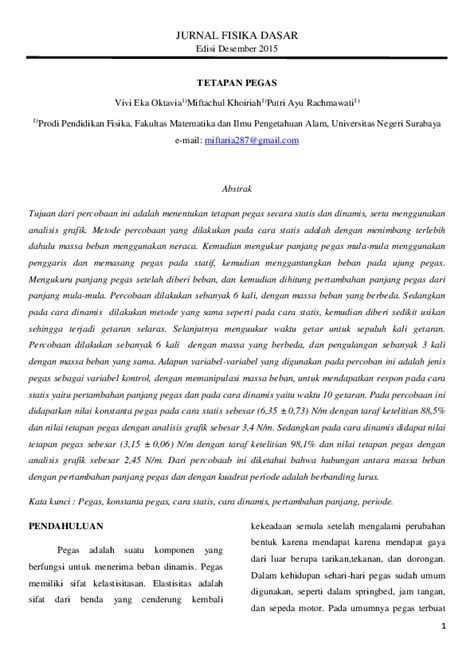 (PDF) Jurnal Tetapan Pegas Praktikum Fisika Dasar 1 | Putri Ayu ...