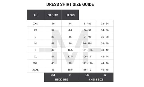 Australian Men's Clothing Size Conversion Charts - Suits, Shirts & Pants