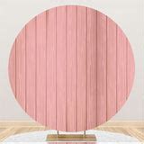Simple Light Pink Wooden Round Backdrop For Holiday – Lofaris