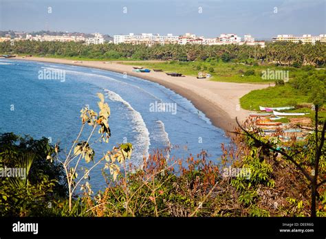 Aerial view of a beach, Cabo Raj Bhavan, Panaji, North Goa, Goa, India ...