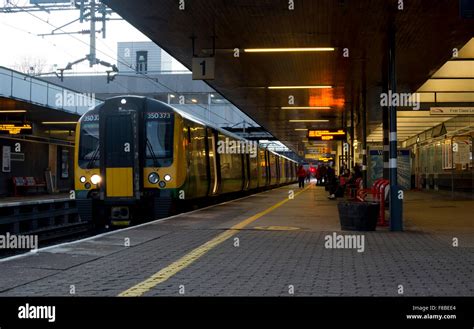 London Midland class 350 electric train at Coventry railway station, West Midlands, England, UK ...