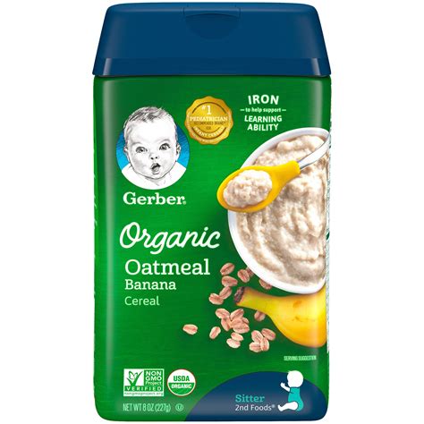 Gerber Organic Oatmeal Banana Baby Cereal, 8 oz (Pack of 6) - Walmart.com - Walmart.com