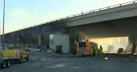 I-10 remains closed after downtown Los Angeles pallet yard fire - CBS News