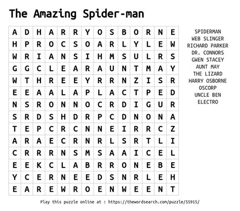 Download Word Search on The Amazing Spider-man