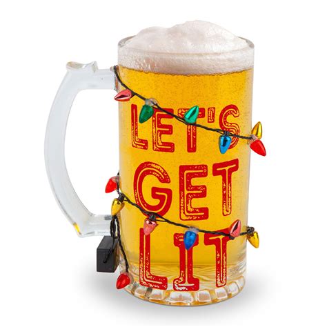 Let's Get Lit Light Up LED Holiday Beer Glass | The Green Head