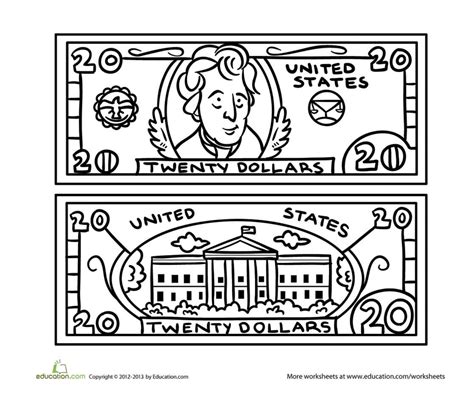 Dollar Bill Coloring Page Printable