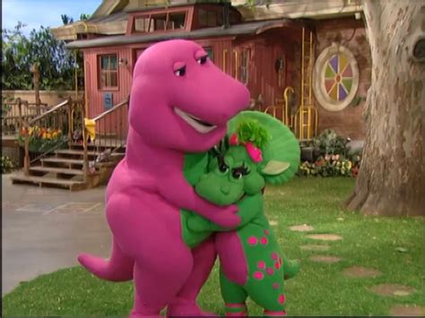 Barney Gives Baby Bop A Hug | Barney & friends, Barney the dinosaurs, Pbs kids dot