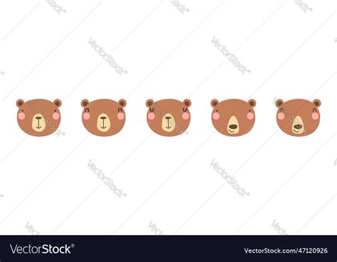 Cute funny bear faces set Royalty Free Vector Image