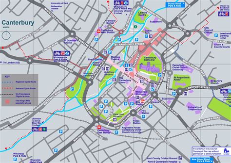 Canterbury sightseeing map - Ontheworldmap.com