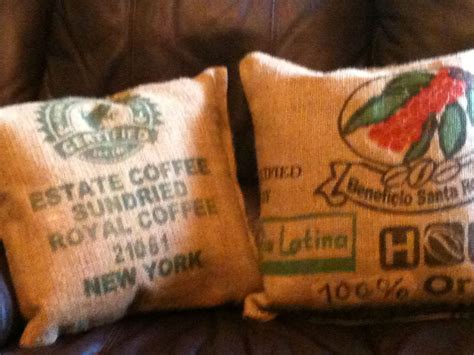 These pillows turned out so cute. Made from coffee burlap sacks. | Burlap coffee bags, Burlap ...