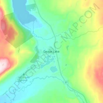 Dease Lake topographic map, elevation, terrain