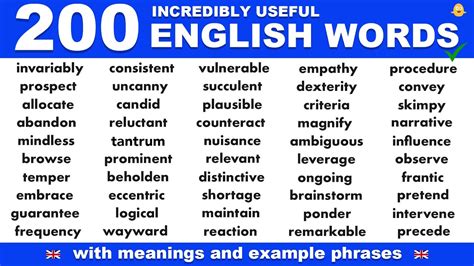 Learn 200 INCREDIBLY USEFUL English Vocabulary Words, Meanings ...