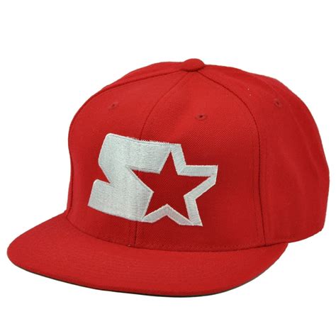 Starter Logo Red Flat Bill Snapback Hat Cap Brand Sport Wear Apparel Headgear - Walmart.com ...