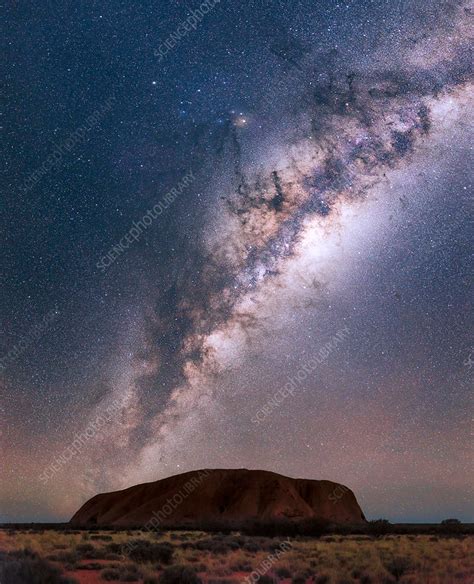 View of the Milky Way in the night sky over Uluru (Ayers Rock ...