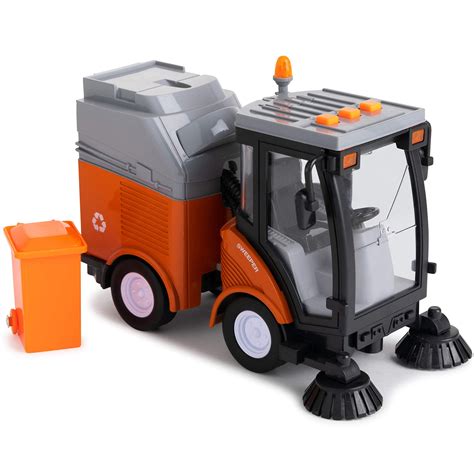 Street Sweeper Truck With Light Sound Effects Friction Powered Wheels, Removable Garbage Can ...