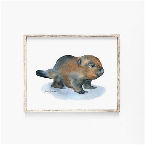 Watercolor Baby Beaver Painting Giclee Print Nursery Art - Etsy