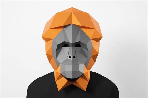 Orangutan Low Poly Mask, DIY Paper Craft Mask Orangutan, PDF Template ...