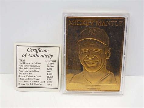 Rare, 4 oz. bronze Mickey Mantle Commemorative card, with CoA ...