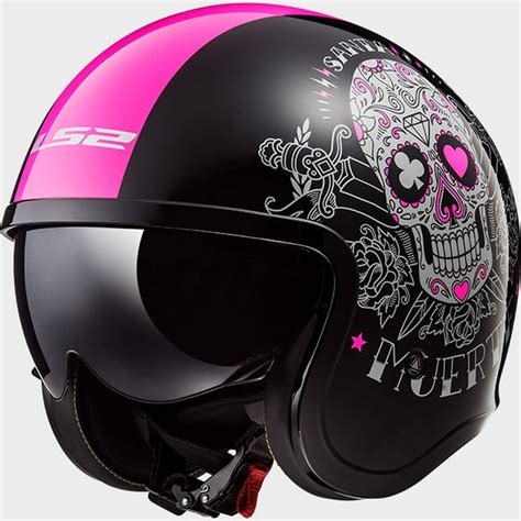 LS2 Spitfire OF599 Pink Muerte Motorcycle Helmet Black/Pink - Walmart.com - Walmart.com