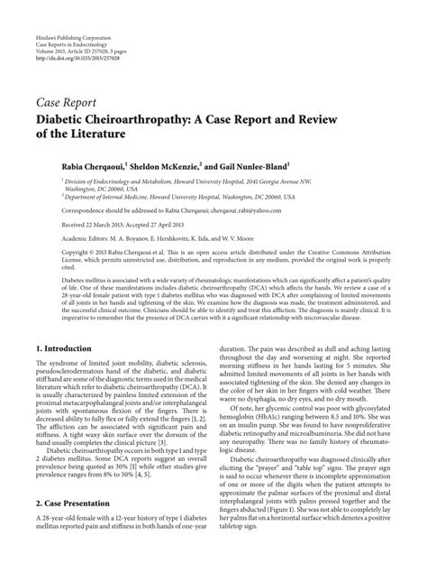 (PDF) Diabetic Cheiroarthropathy: A Case Report and Review of the ...